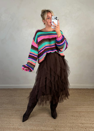 Slouchy striped knit - Pink-The Style Attic