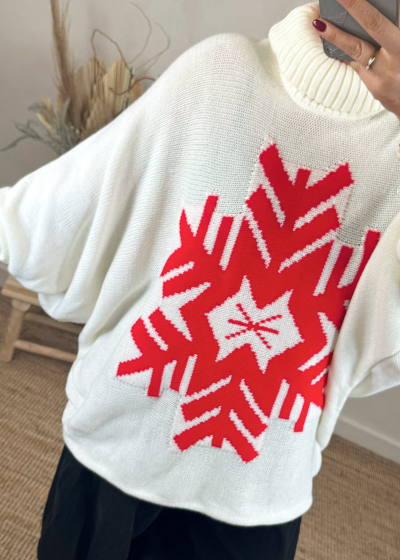 Snowflake Christmas jumper - cream-The Style Attic