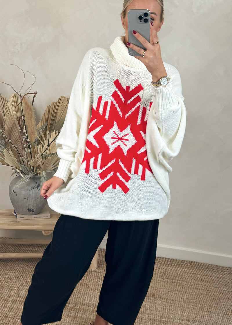 Snowflake Christmas jumper - cream-The Style Attic