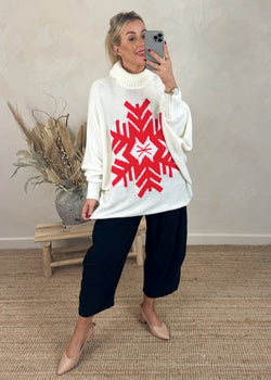 Snowflake Christmas jumper - cream-The Style Attic