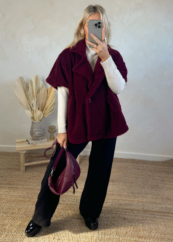 Snug Teddy jacket - Merlot-The Style Attic