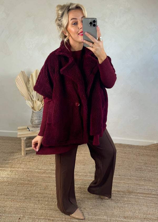 Snug Teddy jacket - Merlot-The Style Attic