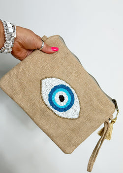 Sofia beaded eye clutch - natural-The Style Attic