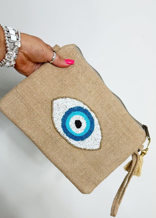Sofia beaded eye clutch - natural-The Style Attic