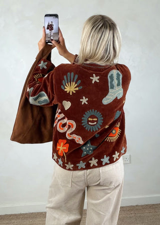 Soma velvet jacket - Chestnut-The Style Attic