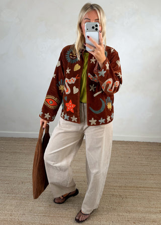 Soma velvet jacket - Chestnut-The Style Attic