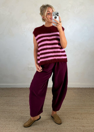 Sophie striped knit - Merlot/pink-The Style Attic