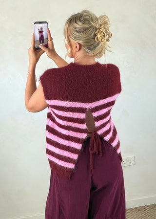Sophie striped knit - Merlot/pink-The Style Attic