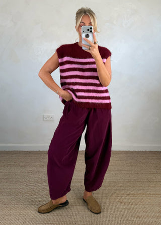 Sophie striped knit - Merlot/pink-The Style Attic