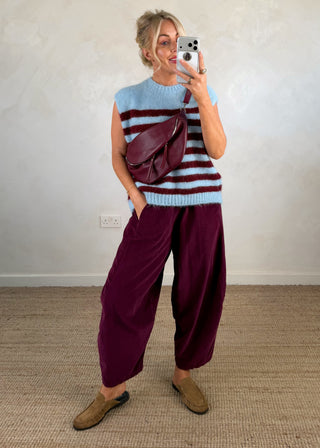 Sophie striped knit - Sky blue/merlot-The Style Attic