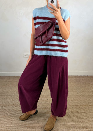 Sophie striped knit - Sky blue/merlot-The Style Attic