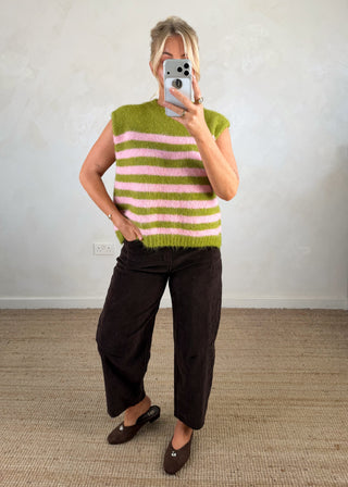 Sophie striped knit - pistachio/blush-The Style Attic
