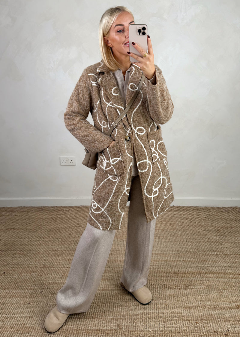 Squiggle jacket - camel-The Style Attic