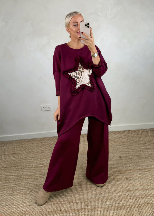 Star frill sweater - Merlot-The Style Attic