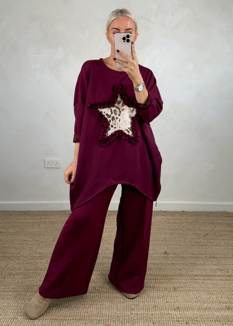 Star frill sweater - Merlot-The Style Attic