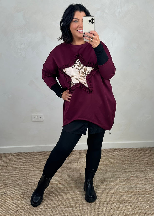 Star frill sweater - Merlot-The Style Attic