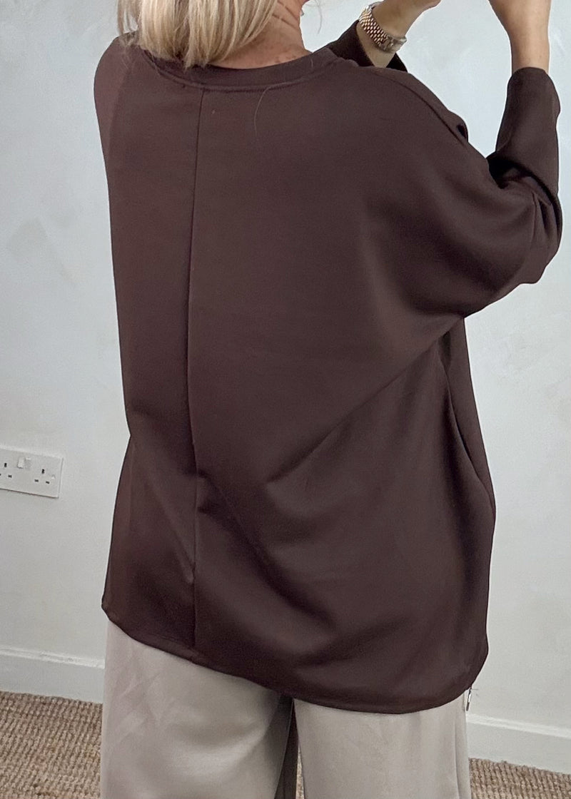 Star frill sweater - chocolate-The Style Attic