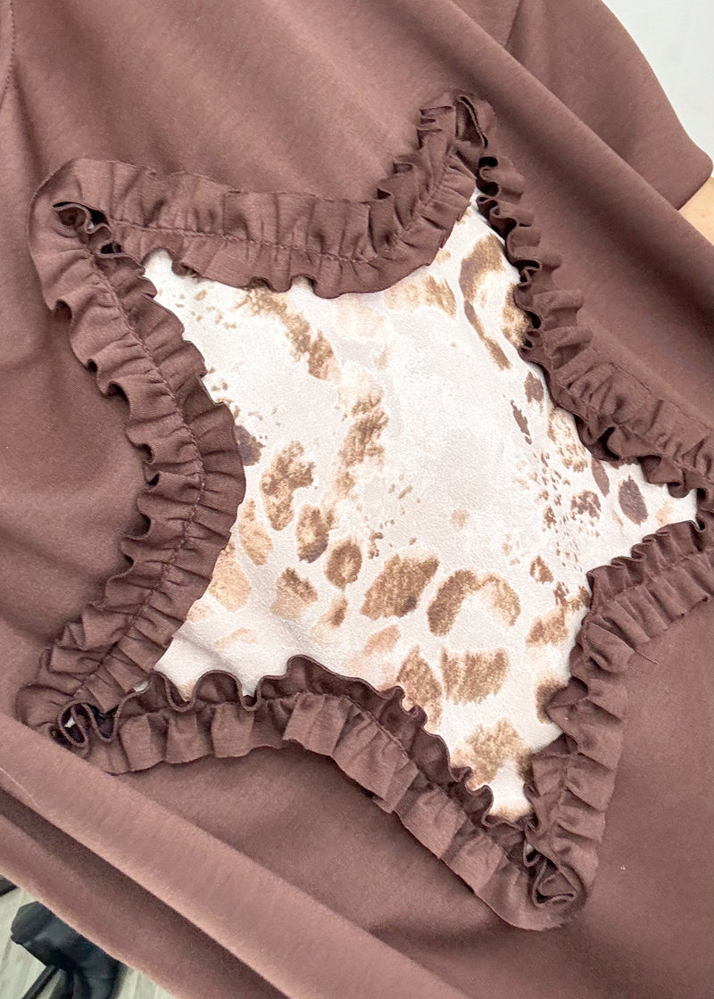 Star frill sweater - chocolate-The Style Attic
