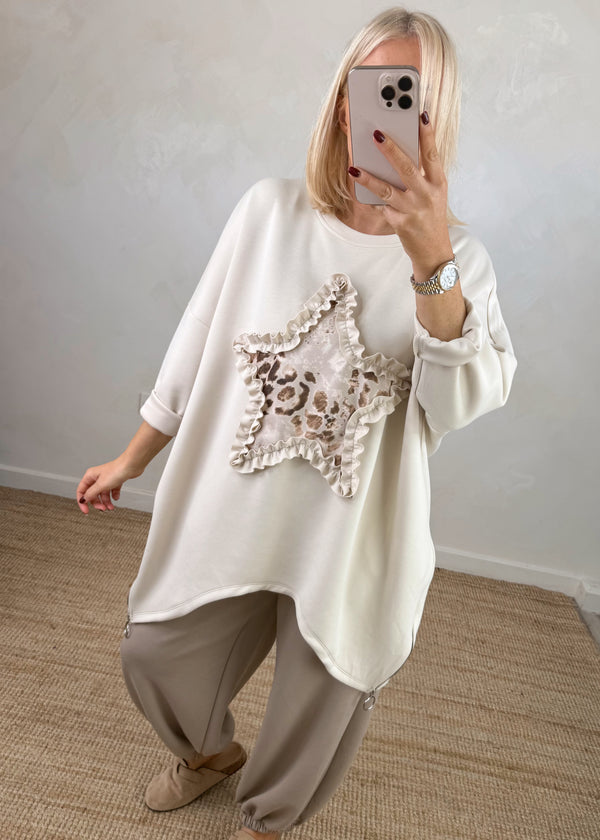 Star frill sweater - cream-The Style Attic