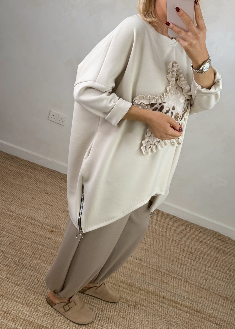 Star frill sweater - cream-The Style Attic