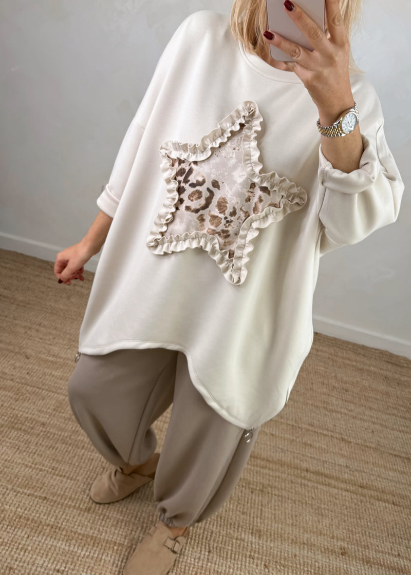 Star frill sweater - cream-The Style Attic
