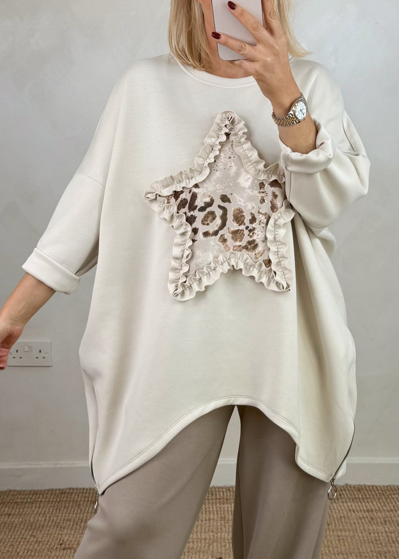 Star frill sweater - cream-The Style Attic