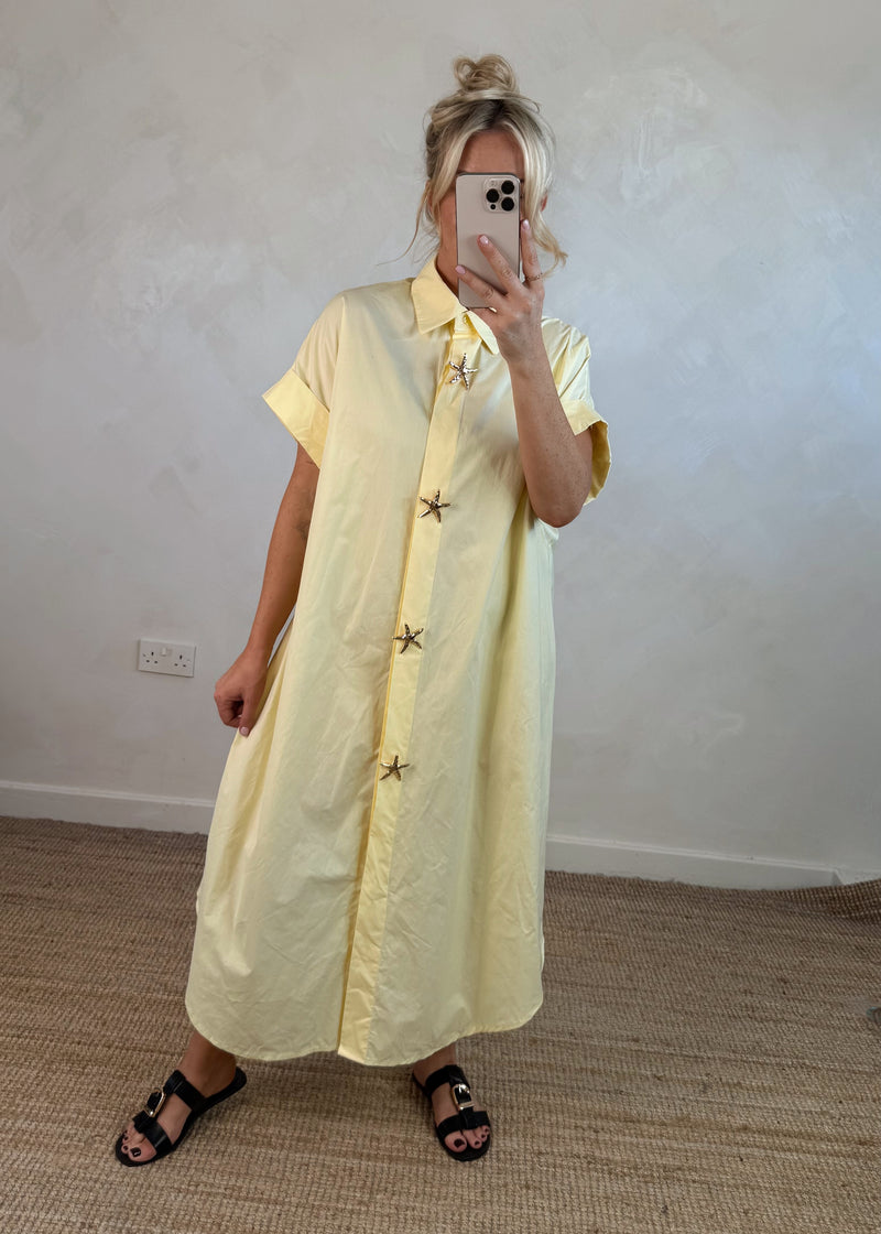 Starfish shirt dress - lemon-The Style Attic
