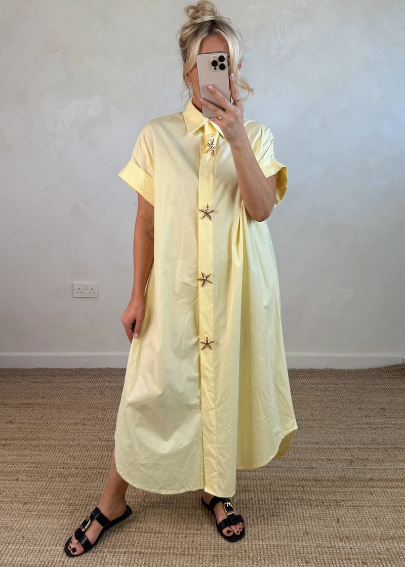 Starfish shirt dress - lemon-The Style Attic