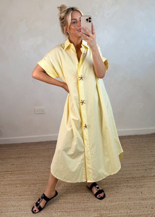 Starfish shirt dress - lemon-The Style Attic
