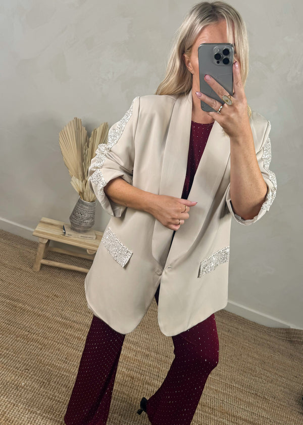 Stassi sequin Blazer - beige-The Style Attic