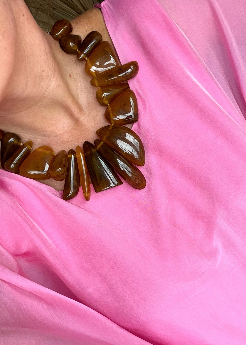 Statement amber necklace-The Style Attic