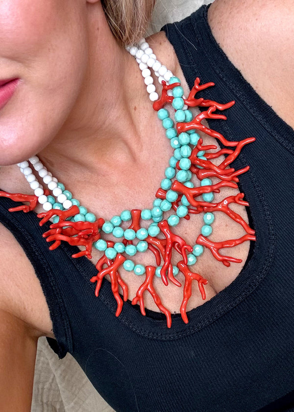 Statement coral necklace-The Style Attic