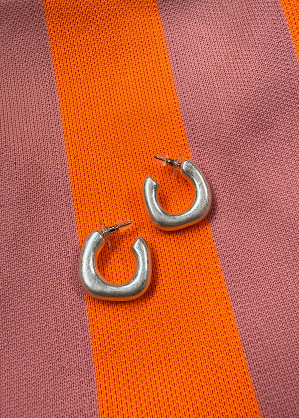 Statement earrings - brushed silver-The Style Attic