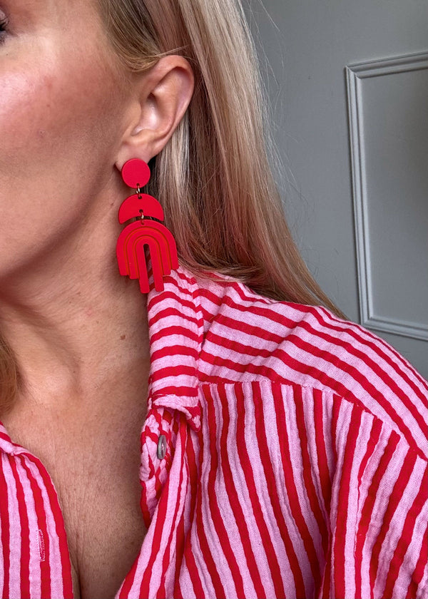 Statement earrings - red curve-The Style Attic