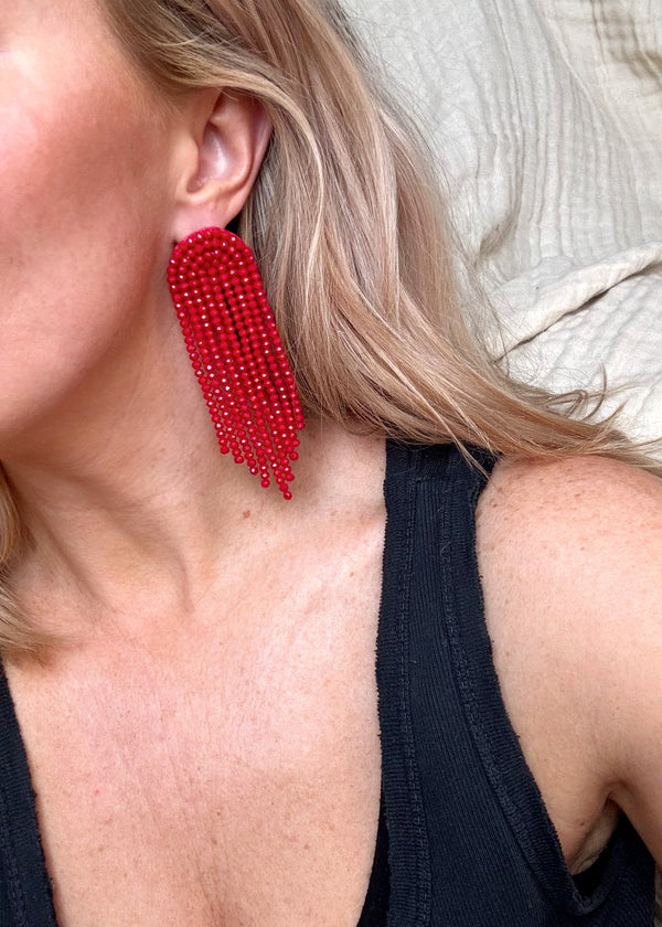Statement earrings - red drop-The Style Attic