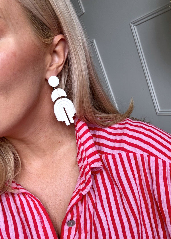 Statement earrings - white curve-The Style Attic