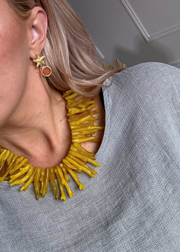 Statement reef necklace - yellow-The Style Attic
