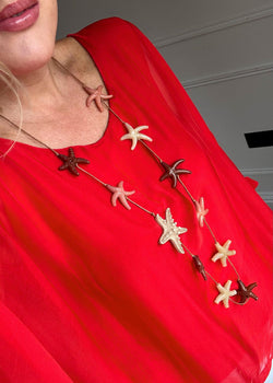 Statement starfish necklace - taupe-The Style Attic