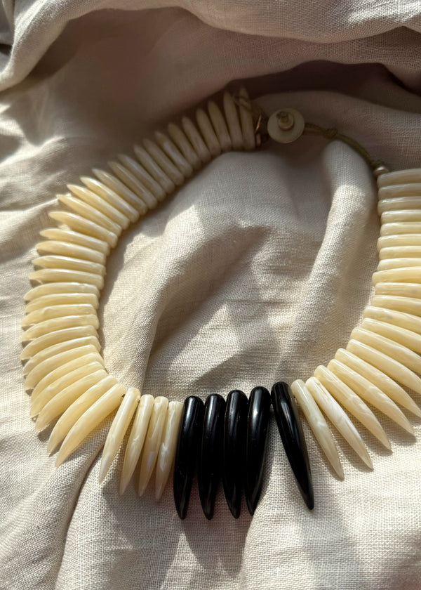 Statement tribal necklace - cream-The Style Attic
