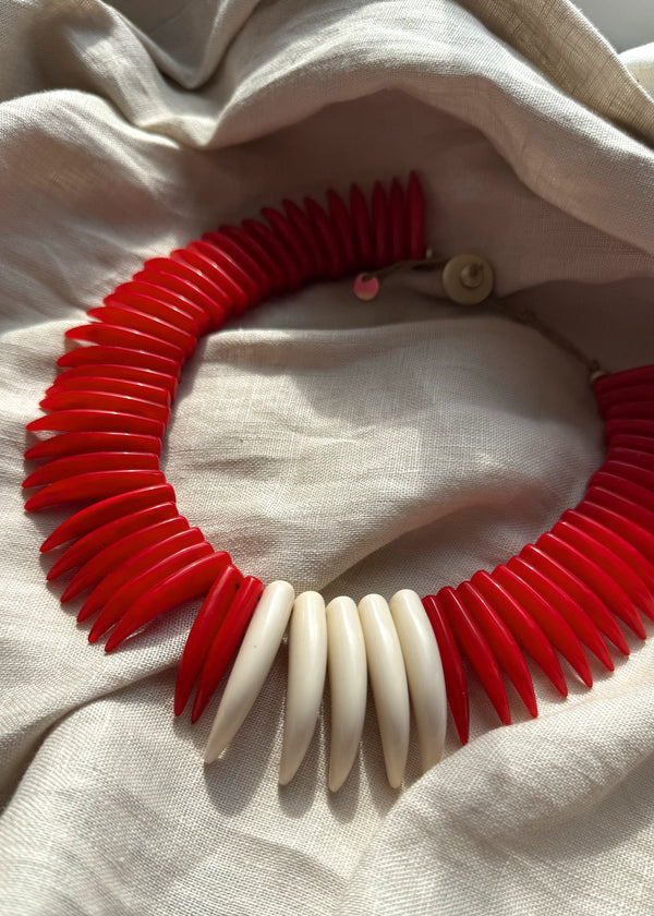 Statement tribal necklace - red-The Style Attic