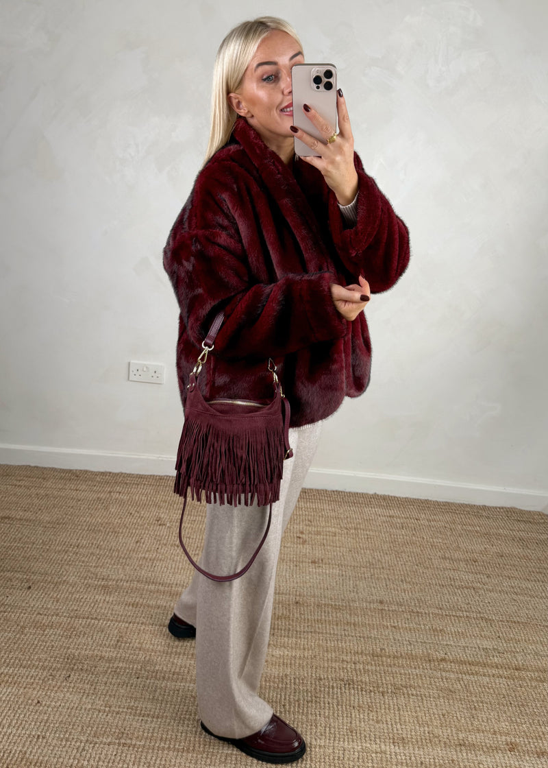 Stevie tassel leather bag - Merlot-The Style Attic