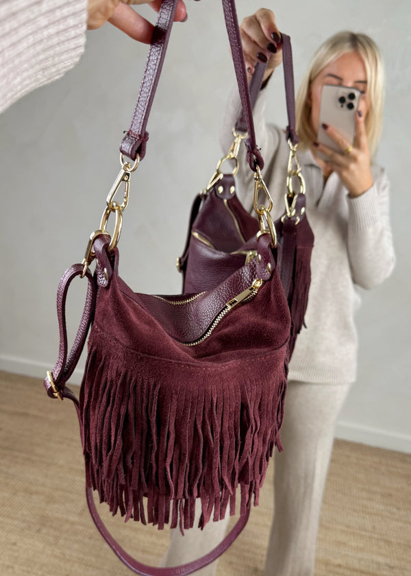 Stevie tassel leather bag - Merlot-The Style Attic