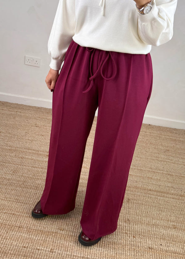 Straight leg jogger - Merlot-The Style Attic