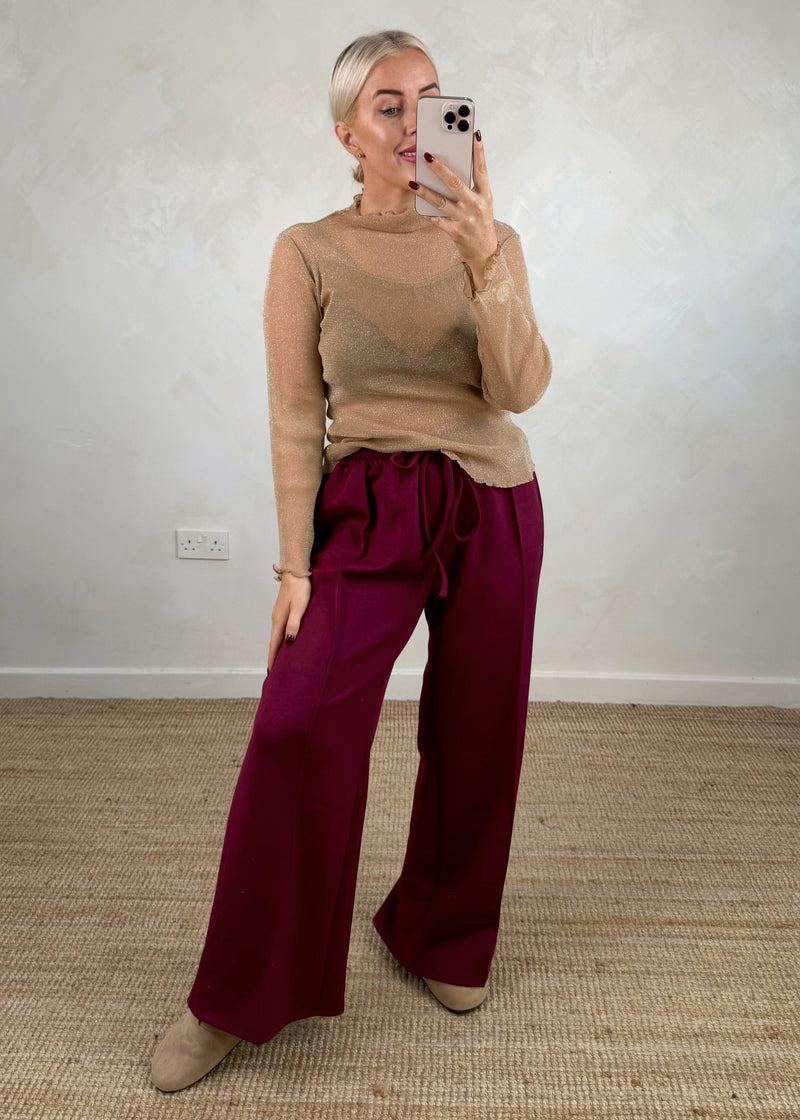Straight leg jogger - Merlot-The Style Attic