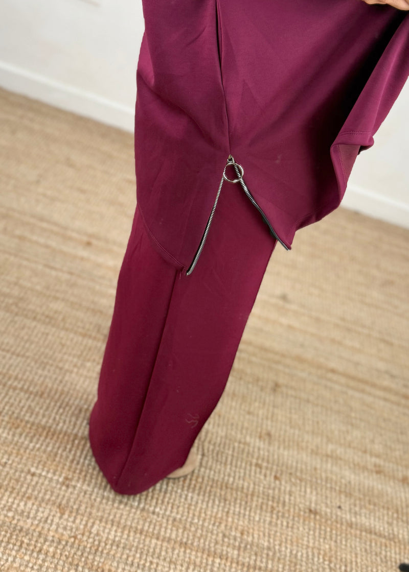 Straight leg jogger - Merlot-The Style Attic