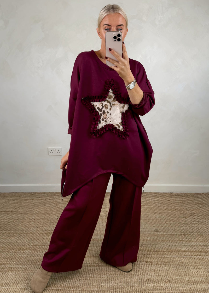 Straight leg jogger - Merlot-The Style Attic