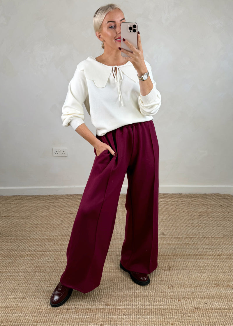 Straight leg jogger - Merlot-The Style Attic