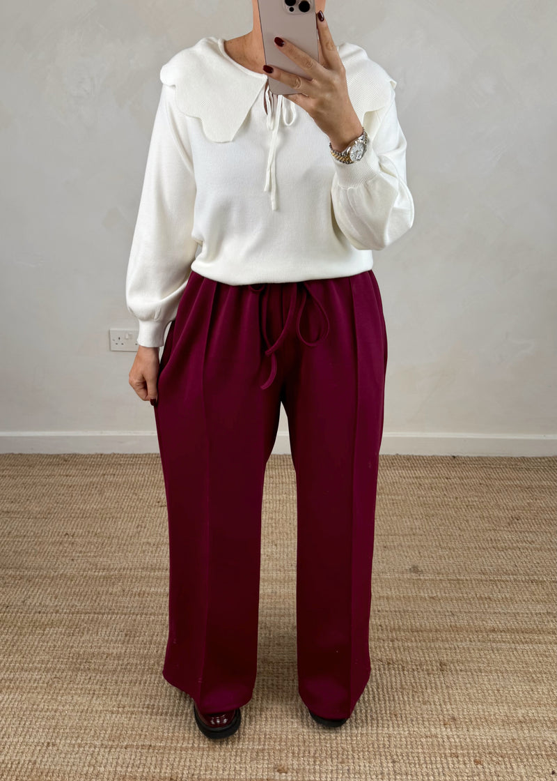 Straight leg jogger - Merlot-The Style Attic