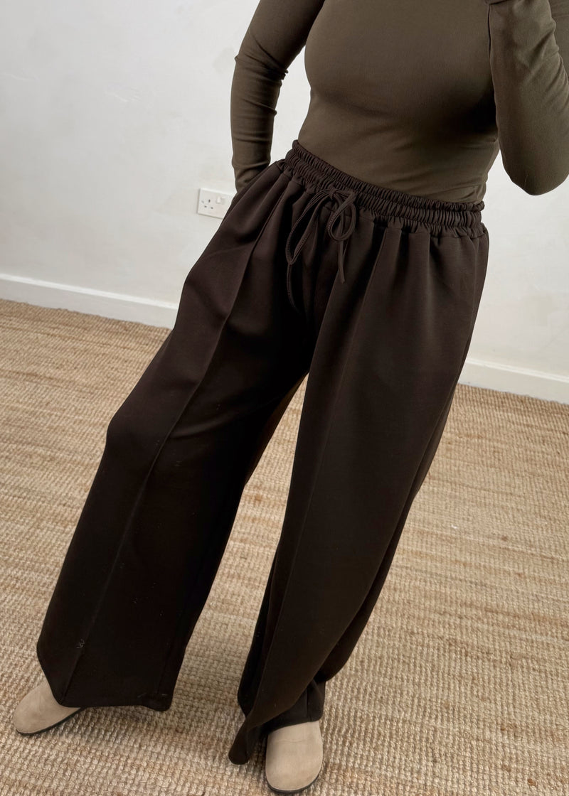 Straight leg jogger - chocolate-The Style Attic