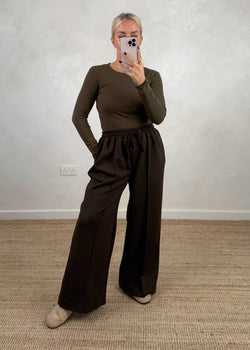 Straight leg jogger - chocolate-The Style Attic